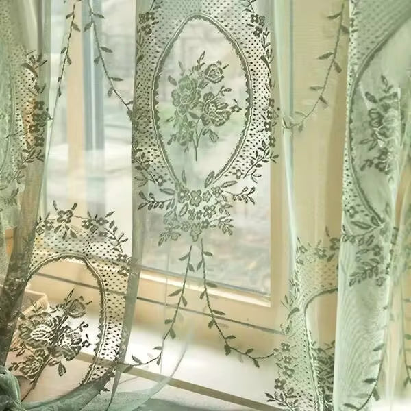 2pcs Set Of Floral Embroidered Sheer Curtains - Rod Pocket Design, Perfect For Living Room, Bedroom, Dining & Balcony Decor, Machine Washable Polyester