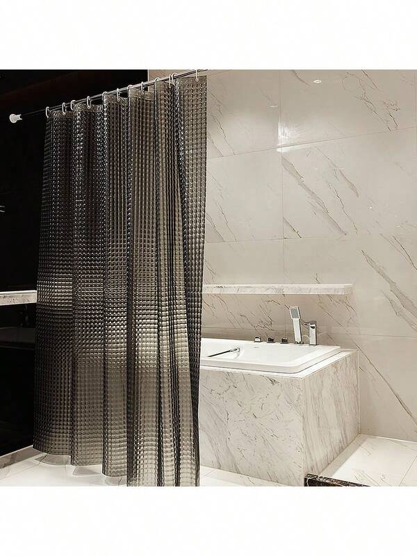 3D Crystal Clear Plastic Shower Curtain 180*180cm, Thin Lightweight Acrylic Blocks Bathroom Shower Curtain With Plastic Rings Room Decor Bathroom Accessories Back To School Bathroom Decor