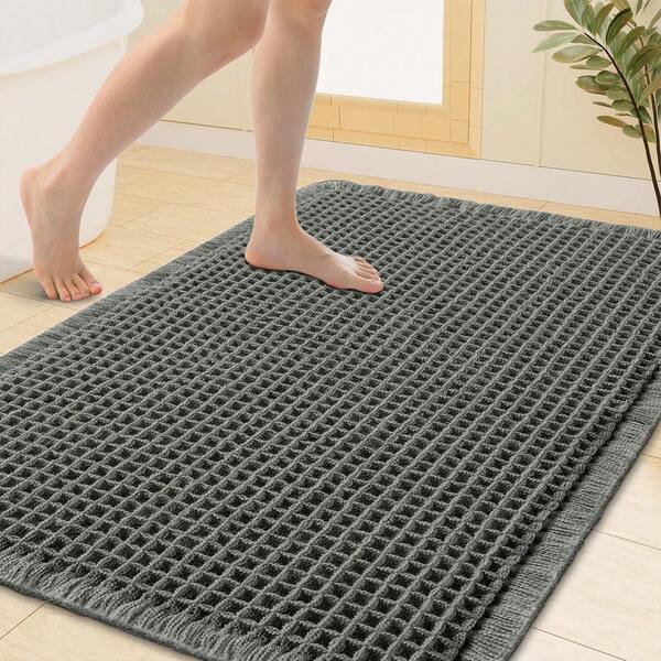 Waffle Bathroom Rugs, Bath Rugs Non Slip Washable, Super Absorbent Bath Mats, Ultra Soft Rubber Backed Shower Mats For Bathroom Floor, Tub And Shower