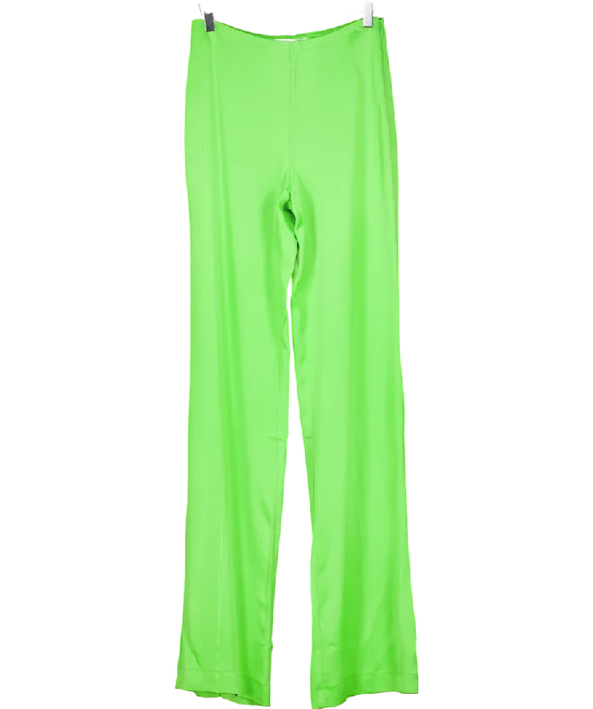 MANGO Green Penny Flowy Straight-fit Trousers UK S