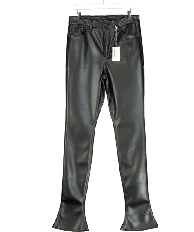 Good American Black Faux Leather Slim Bootcut Trousers W31