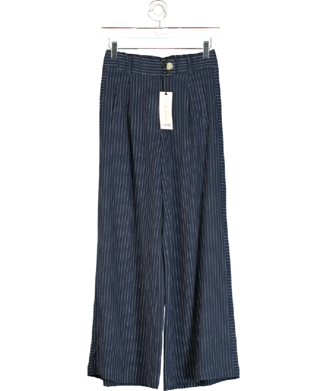 Loves & Roses Blue Tailored Pinstripe Wide Leg Trousers UK 6