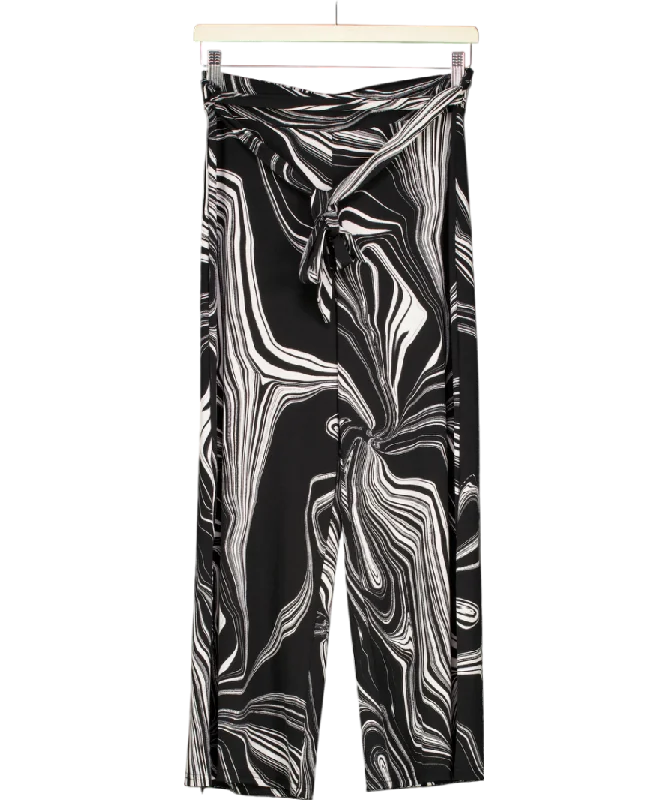 Black Ladies Marble Cropped Trousers UK 6