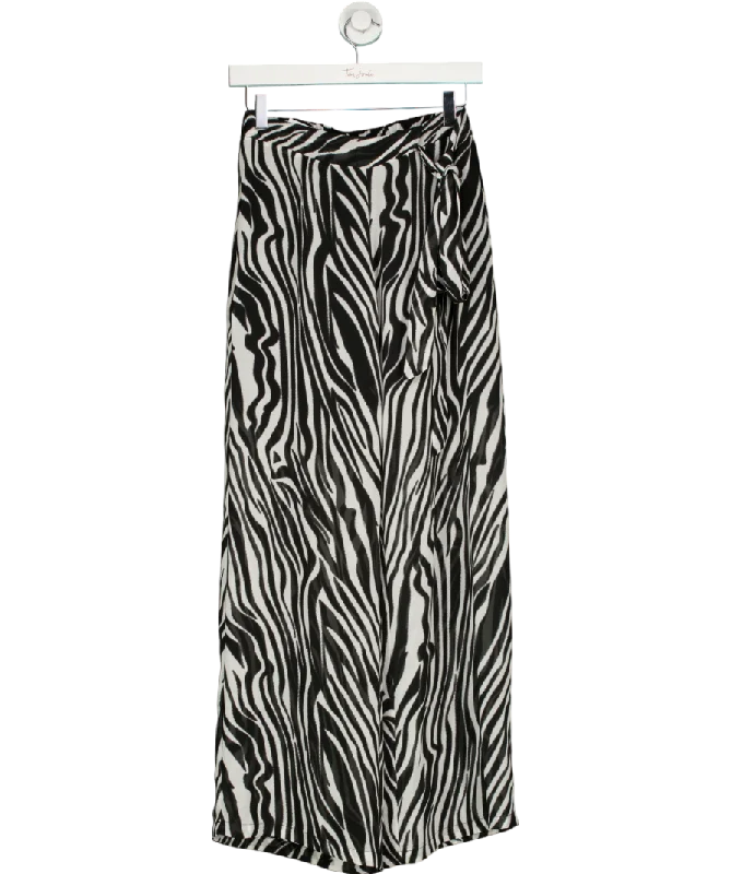 S-DEER Black Zebra Striped Straight Leg Pants UK S