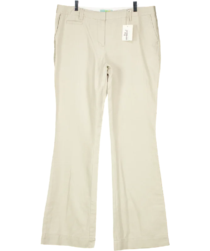 Boden Beige Linen Blend Wide Leg Trouser Long UK 16