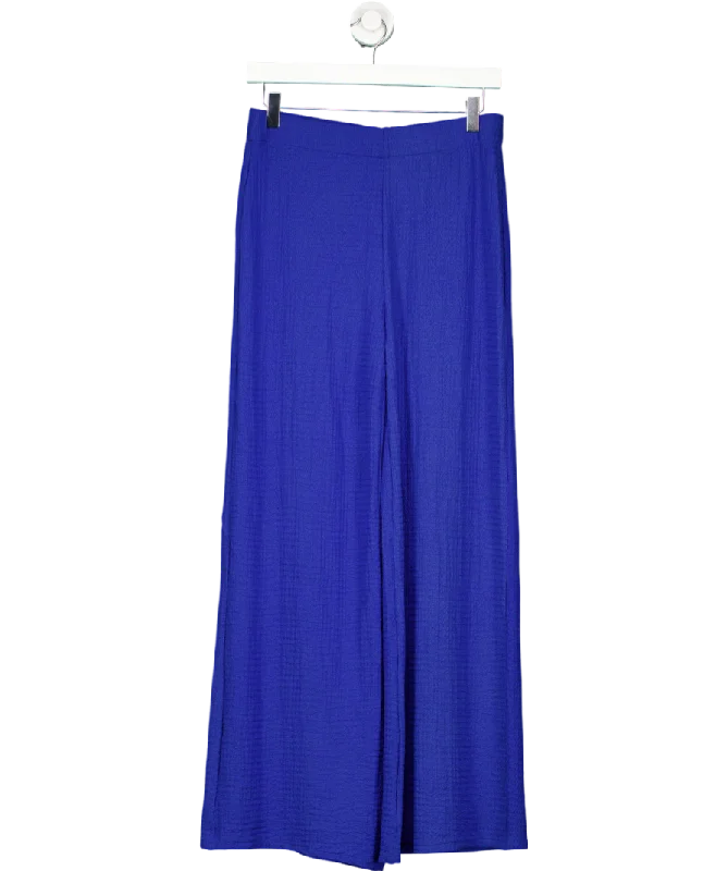 MANGO Blue Flowy Straight Fit Trousers UK M