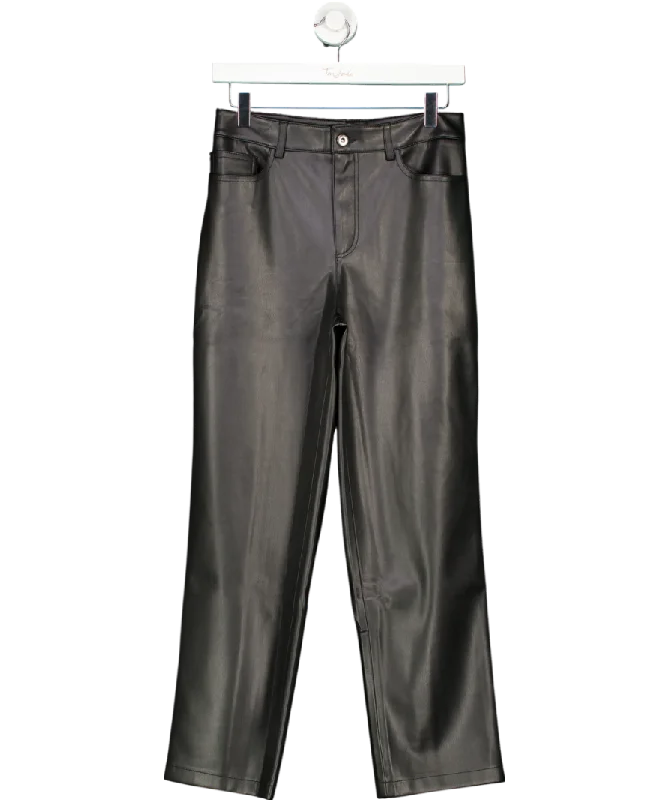 MANGO Black Leather Effect Trousers UK 8