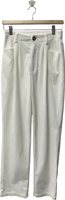 White Corduroy Trousers UK S