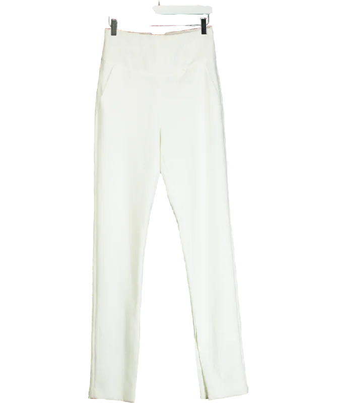 Karen Millen White Structured Waist Straight Leg Trouser UK 6