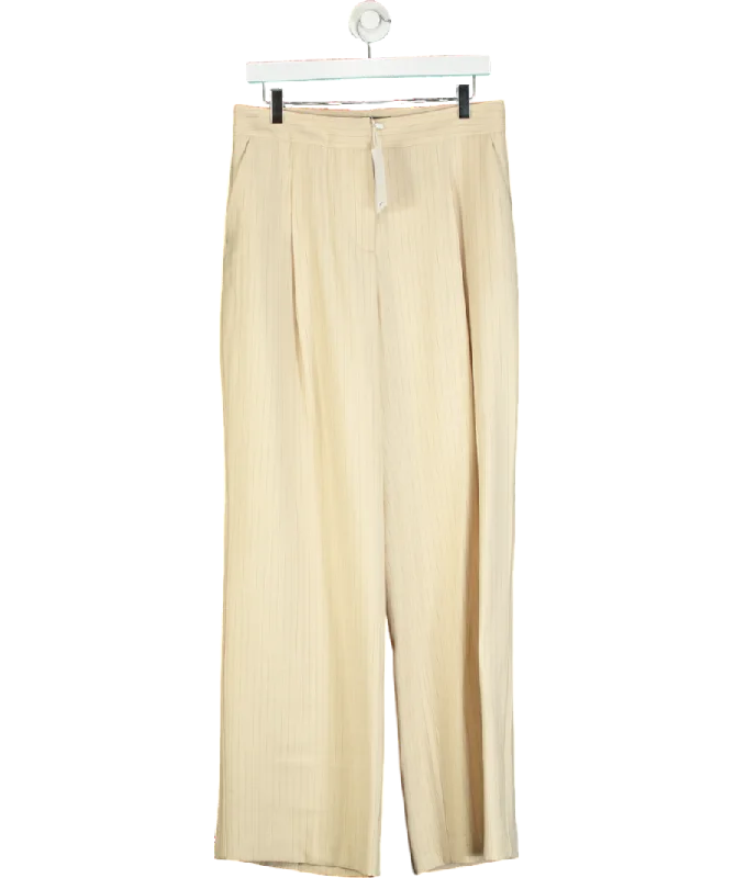 MANGO Beige Striped Suit Trousers UK 10