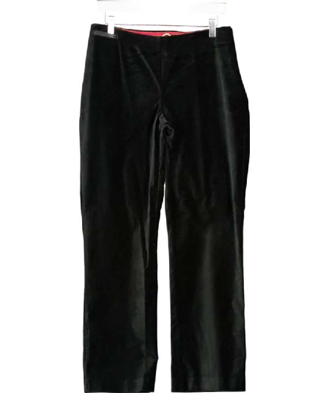 Boden Black Velvet Straight Leg Trouser Long UK 18