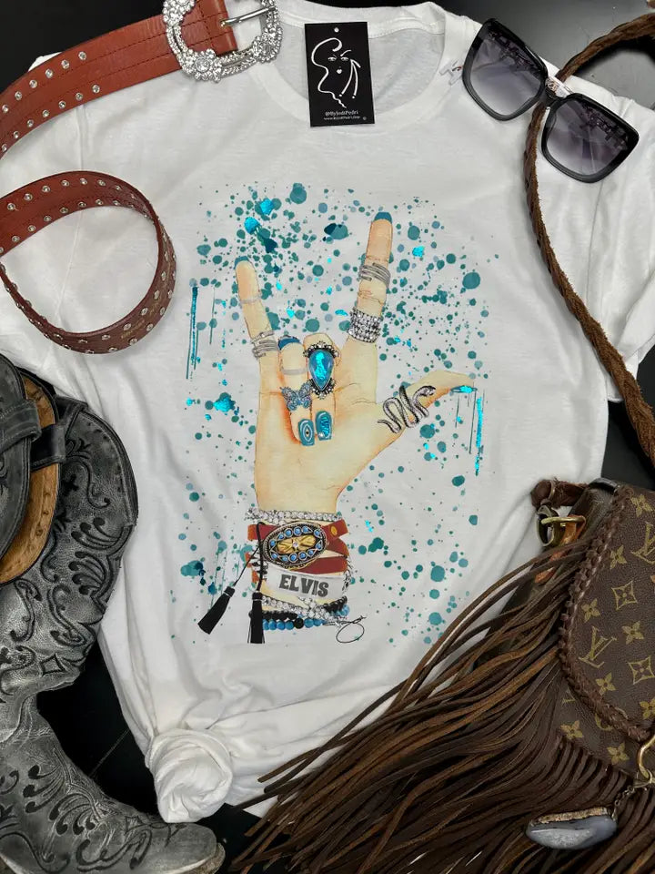 Turquoise Peace Western Tee