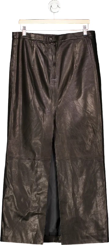 Manokhi Black Leather Skirt Size EU40 UK 12