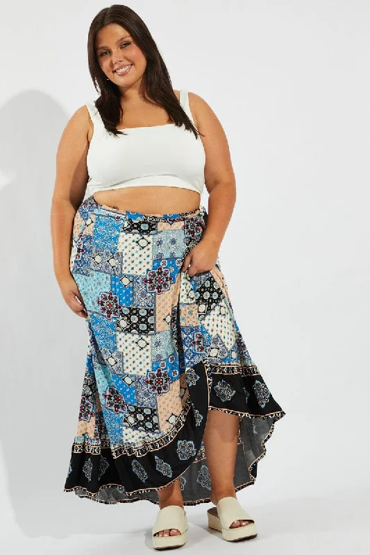 Multi Boho Wrap Maxi Skirt