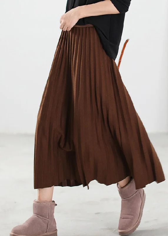 Plus Size Natural Coffee thick pleated skirt Winter