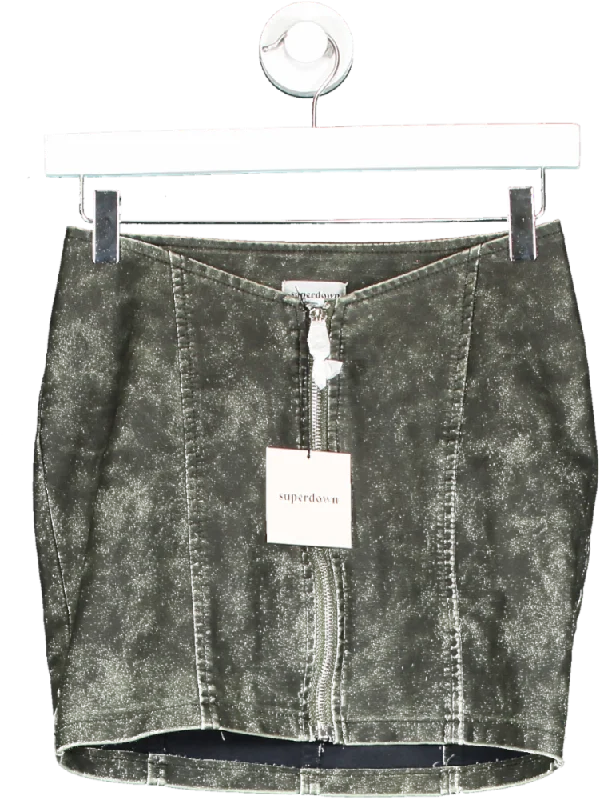 Superdown Green Faux Leather Skirt In Olive UK XS