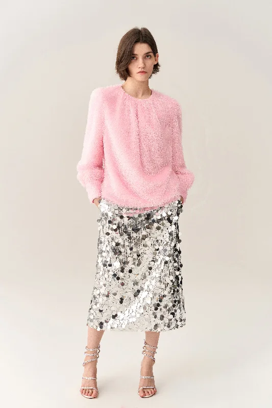 Fuzzy Puff-sleeve Blouse