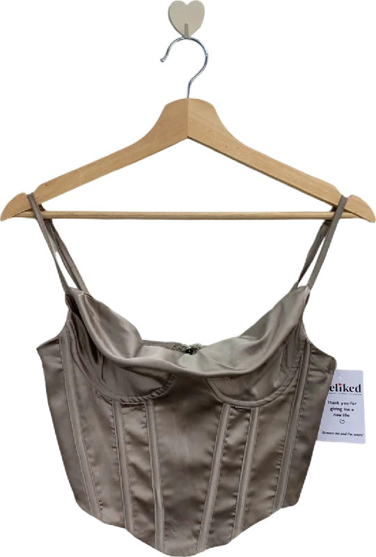 Fashion Nova Beige Bustier Crop Top XS UK 4-6