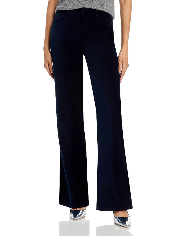 Leenah Womens Velour Straight Leg Jeans