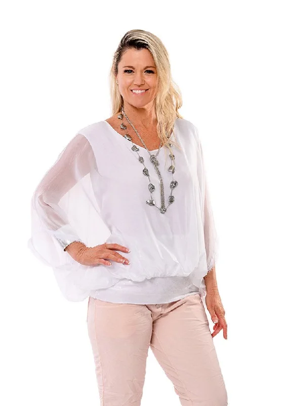 Marcella Silk Top in White