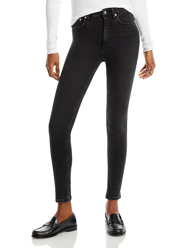 Nina Womens Solid Denim Skinny Jeans