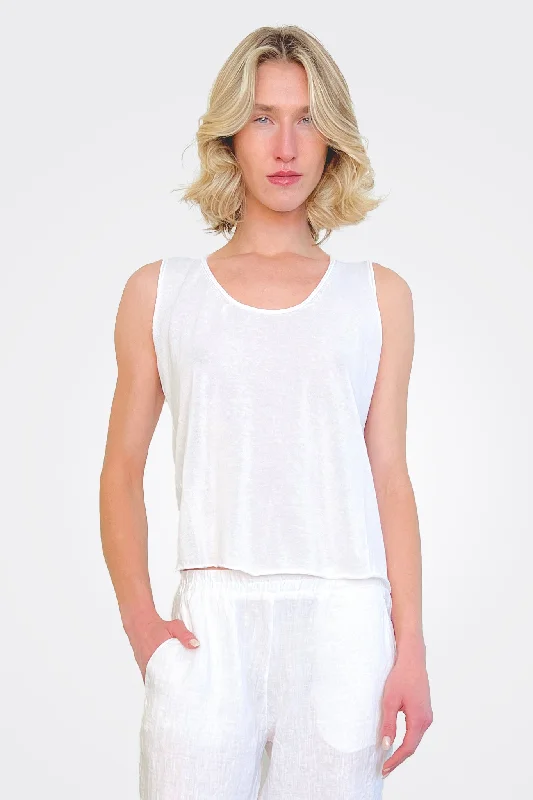 Round Neck Tank - White