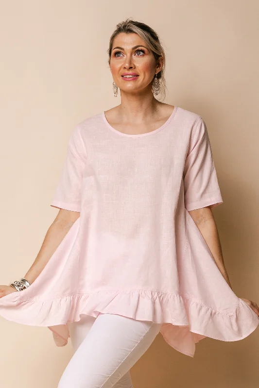 Shiloh Linen Blend Top in Blush