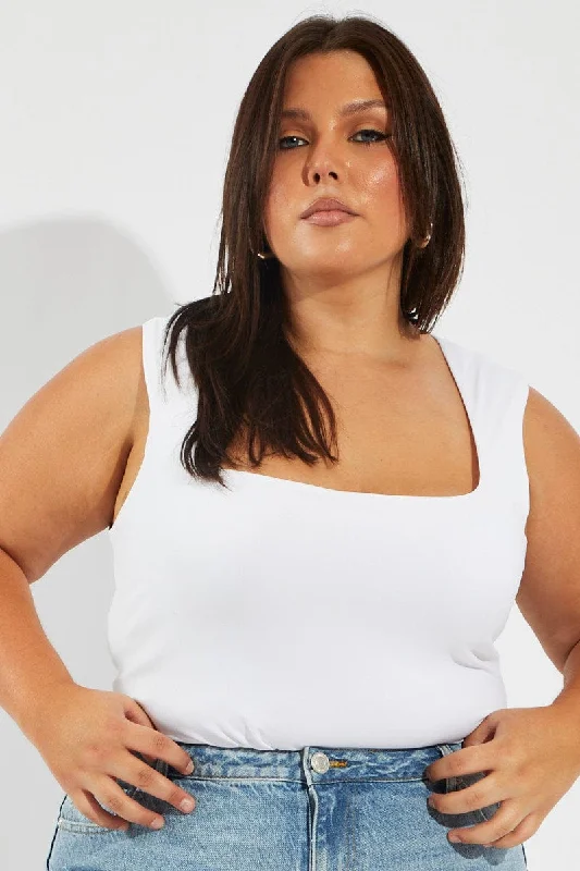 White Tank Top Scoop Neck Supersoft