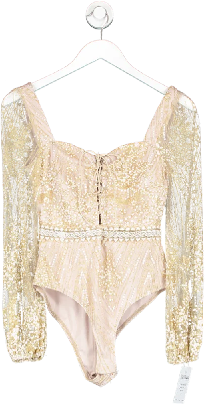 Who I Am Nude Embellished Bodysuit UK 6