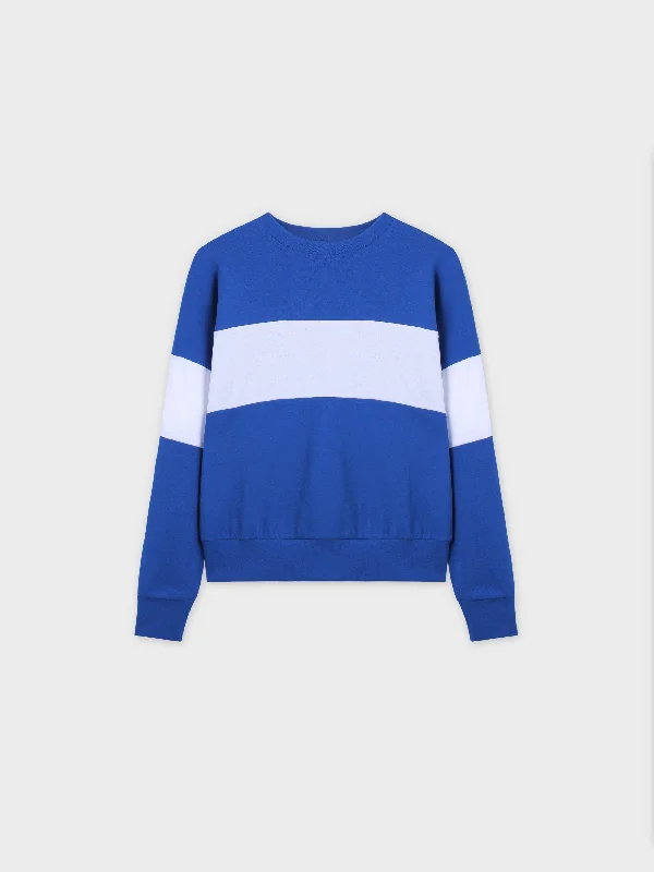 Wide Stripe Bomber-Cobalt Blue/White