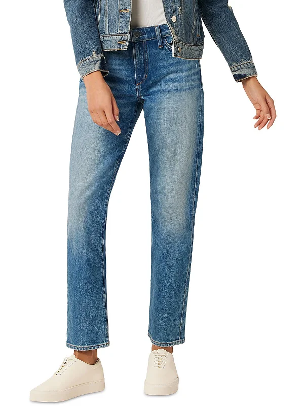 Womens Denim Distressed Ankle Jeans