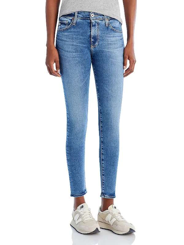 Womens Faded Denim Skinny Jeans