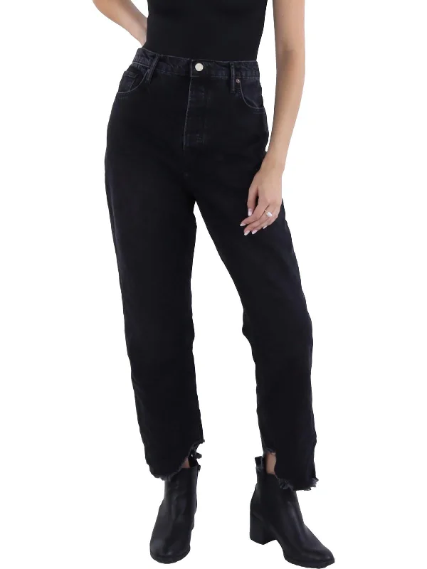 Womens High Rise Tapered Boyfriend Jeans