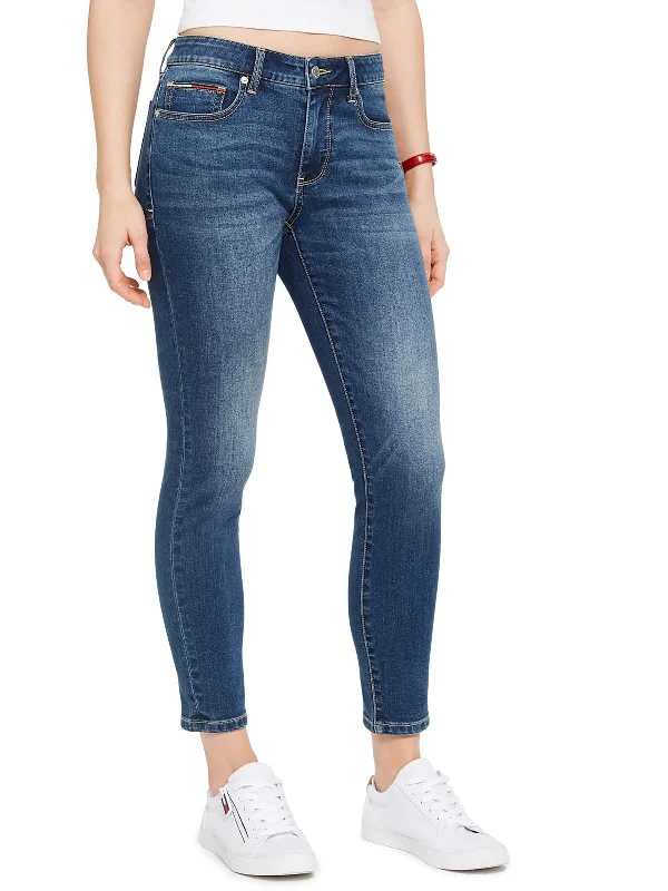 Womens Mid-Rise Ankle Skinny Jeans