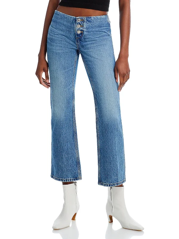 Womens Mid Rise Faded Bootcut Jeans