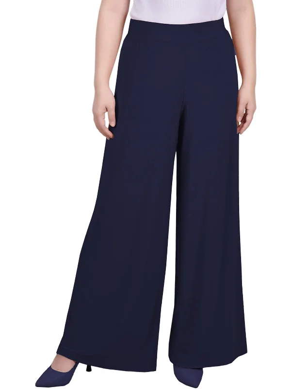 Petites Womens High Rise Wide Leg Palazzo Pants