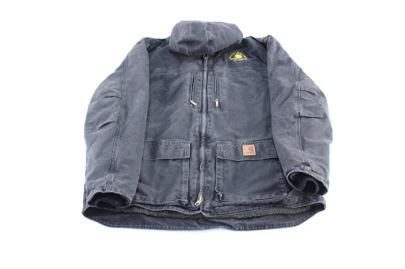 Carhartt Logo Patch Black Sherpa Lined Hooded Jacket