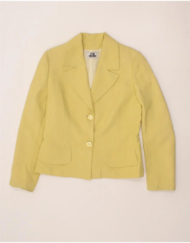 GIEMME Womens 2 Button Blazer Jacket UK 10 Small Yellow