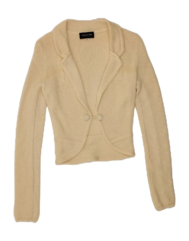 PATRIZIA PEPE Womens Crop Knit Blazer Jacket IT 42 Medium Beige Wool