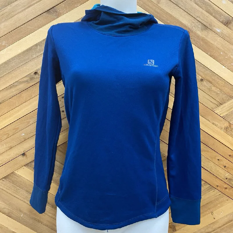 Salomon - Women's Hooded Baselayer Top - MSRP comp $100: Blue-women-SM