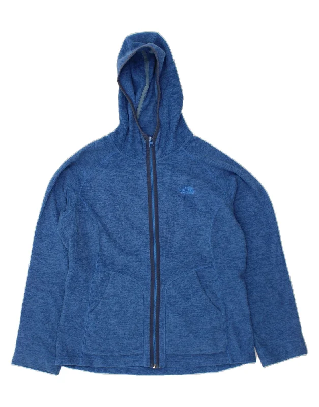 THE NORTH FACE Womens Hooded Fleece Jacket UK 16 Large Blue Flecked