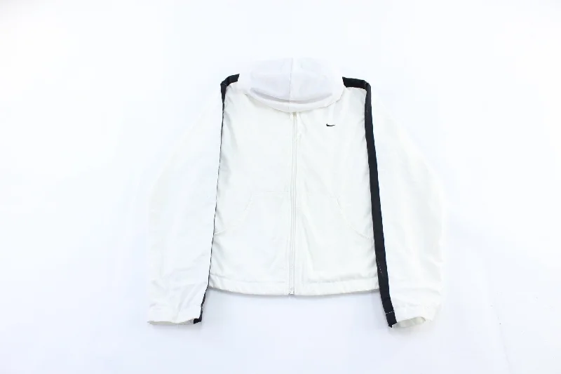 Women's Y2K Nike Embroidered Logo Black & White Zip Up Jacket