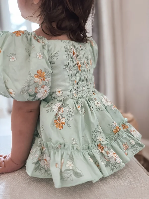 Katie Green Floral Baby Romper