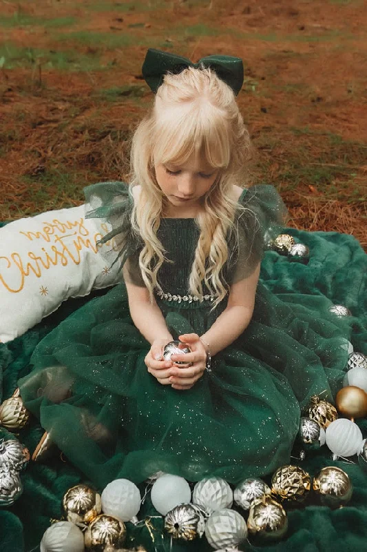 Lotus Girls Green Sparkle Christmas Dress