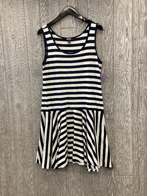 Striped Pattern Dress Casual Midi Dkny, Size L