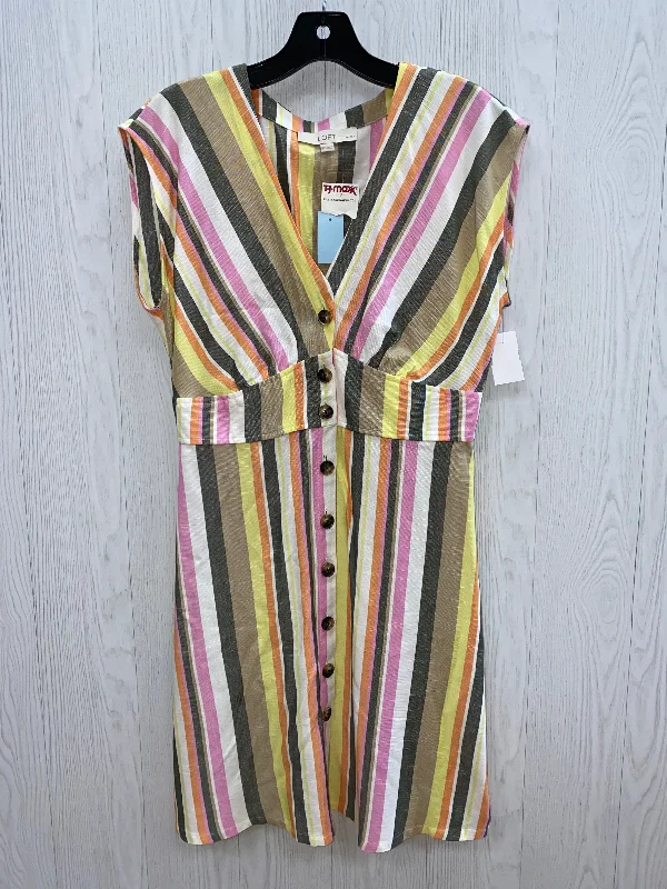 Striped Pattern Dress Casual Midi Loft, Size S