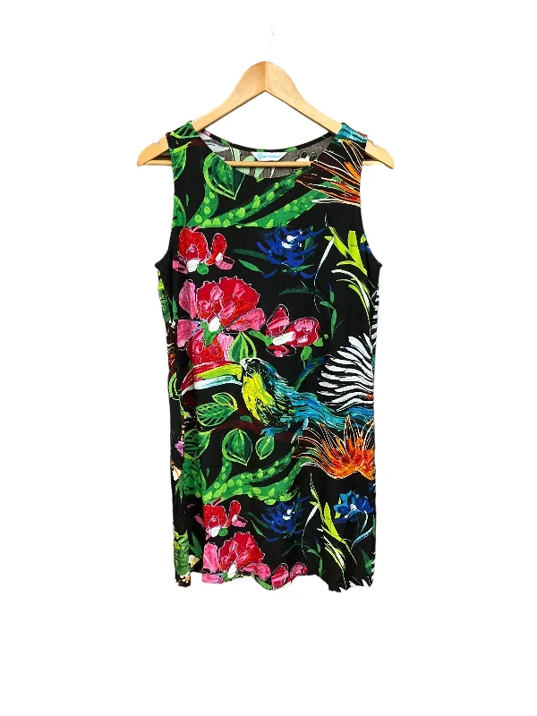 Tropical Print Dress Casual Midi Cma, Size M