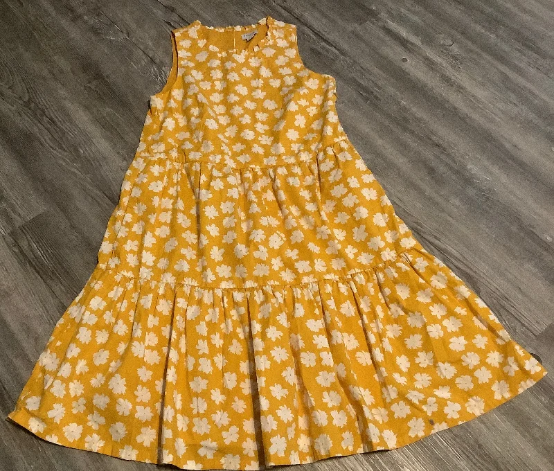 Yellow Dress Casual Midi J. Crew, Size Xxs