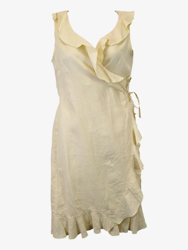 Gerard Darel Limoncello Ruffle Wrap Mini Dress Size 16