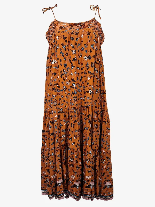 Natalie Martin Chic Silk Tiered Summer Maxi Dress Size L